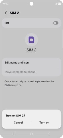 If you turn on use of the price plan, press Turn on. If you turn on use of the price plan, press Turn on.