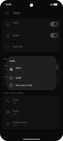 Press the required setting. Press the required setting.