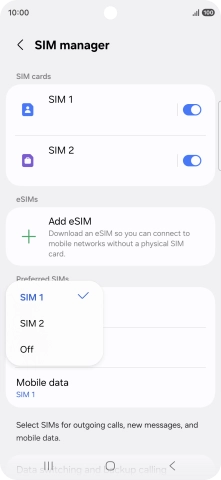 Press the required setting. Press the required setting.