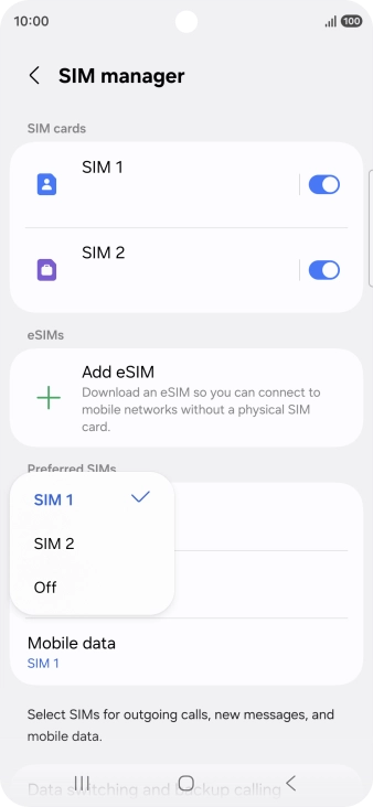 Press the required setting. Press the required setting.