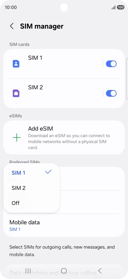 Press the required setting. Press the required setting.