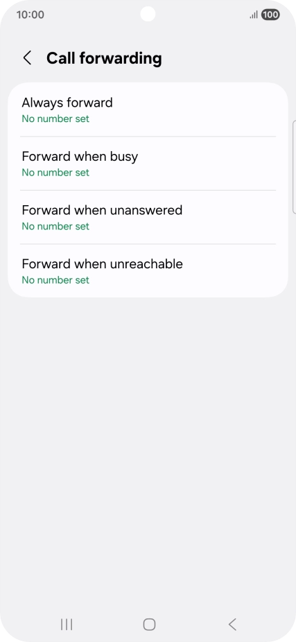Press the required divert type. Press the required divert type.