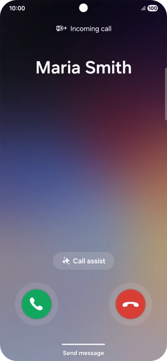 Press and drag the accept call icon right. Press and drag the accept call icon right.