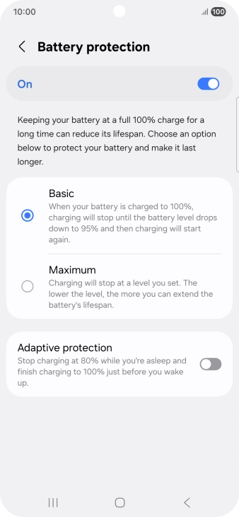 Press the required setting. Press the required setting.