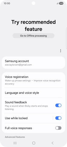 Press Voice registration and follow the instructions on the screen to turn automatic activation on or off. Press Voice registration and follow the instructions on the screen to turn automatic activation on or off.