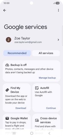 Press Manage backup. Press Manage backup.