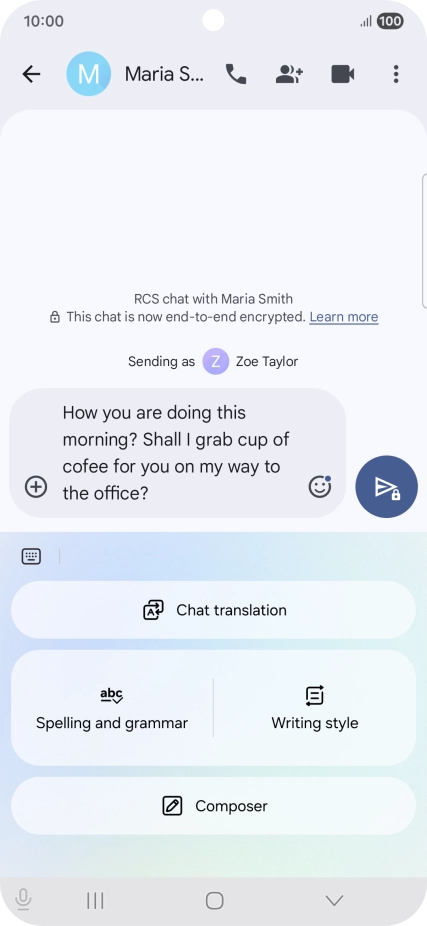 To check your text for grammatical and spelling errors, press Spelling and grammar and follow the instructions on the screen to use the function. To check your text for grammatical and spelling errors, press Spelling and grammar and follow the instructions on the screen to use the function.