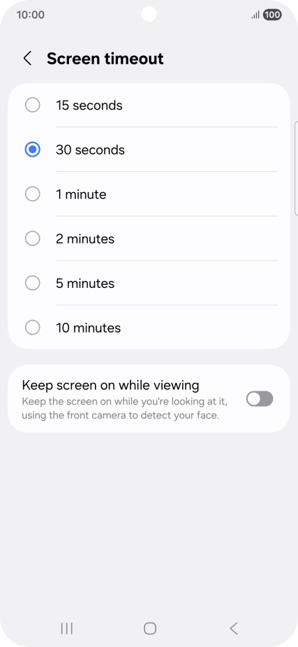 Press the required setting. Press the required setting.