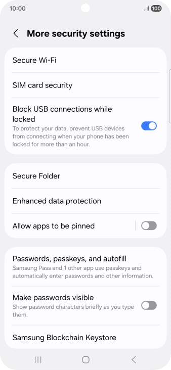 Press SIM card security. Press SIM card security.