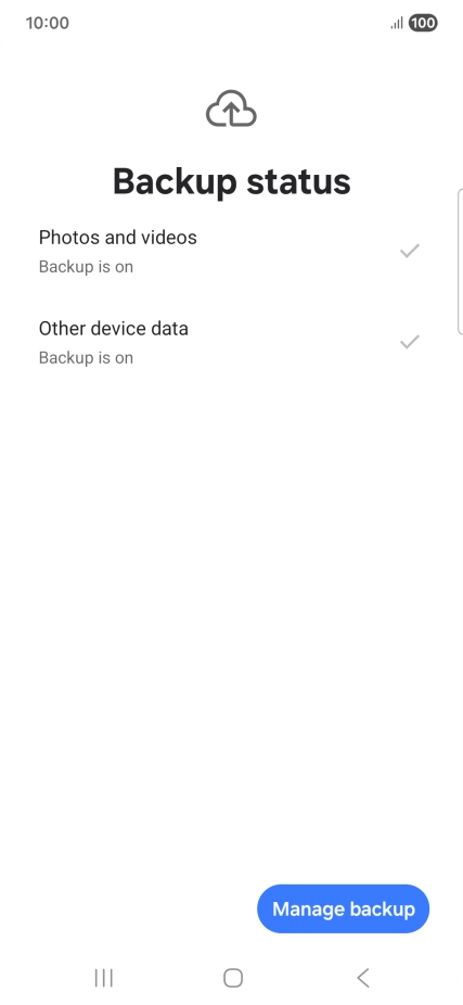 Press Manage backup. Press Manage backup.