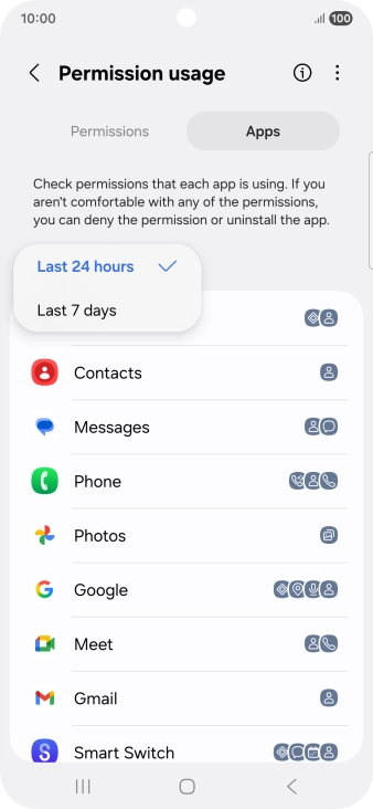 Press the required setting. Press the required setting.
