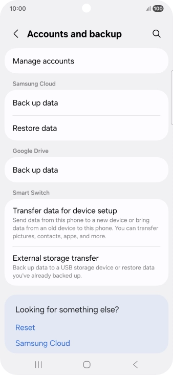 Press Manage accounts. Press Manage accounts.