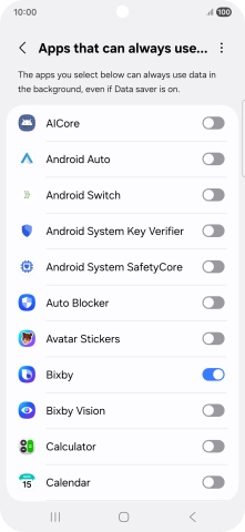 Press the indicators next to the required apps to turn the function on or off. Press the indicators next to the required apps to turn the function on or off.