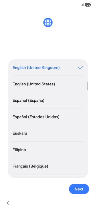 Press the required language. Press the required language.