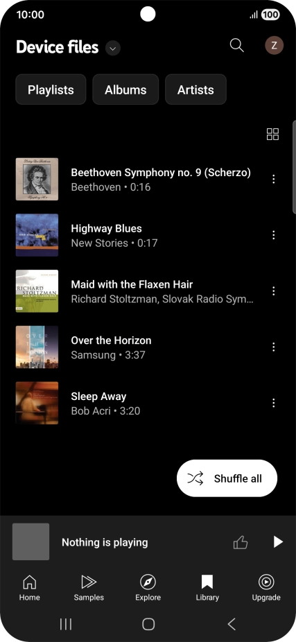 Press the required audio file. Press the required audio file.