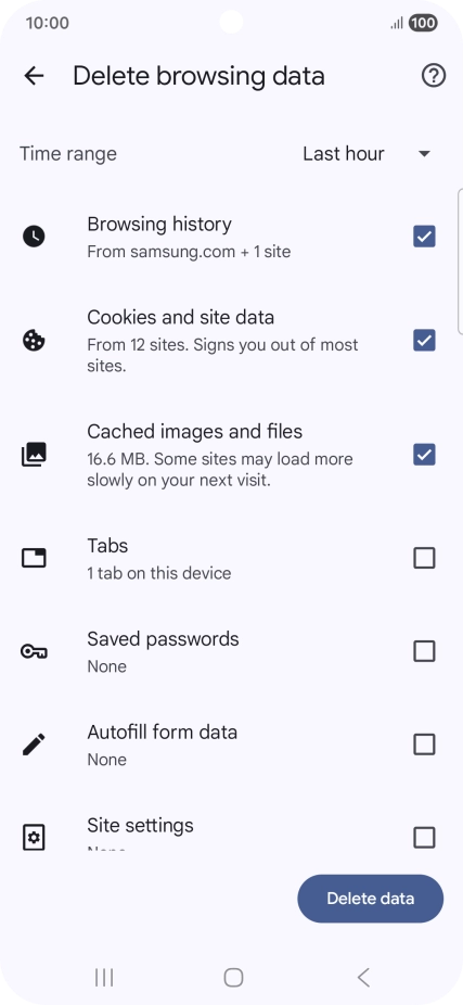 Press the fields next to the required data types. Press the fields next to the required data types.