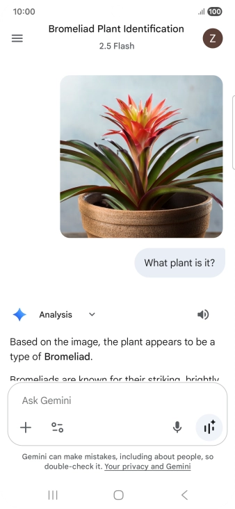 Follow the instructions on the screen to type or speak the required question. You can also attach pictures or documents and ask questions to them. Follow the instructions on the screen to type or speak the required question. You can also attach pictures or documents and ask questions to them.