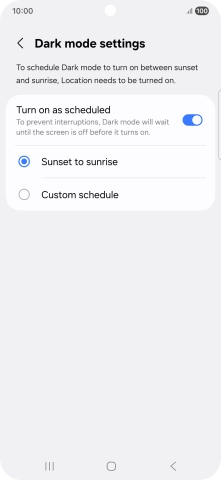 Press the required setting. Press the required setting.
