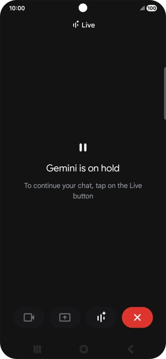 To resume the conversation, press the resume icon. To resume the conversation, press the resume icon.