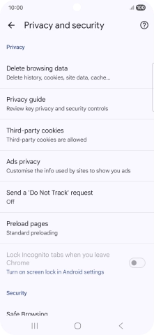 Press Delete browsing data. Press Delete browsing data.
