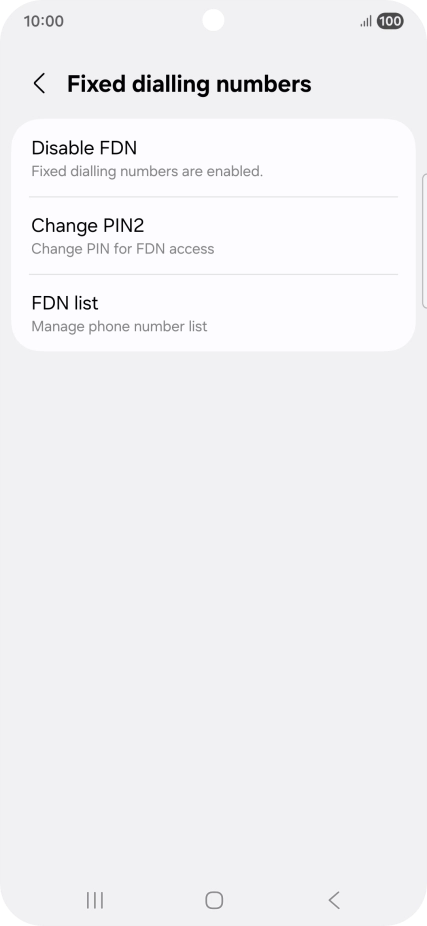 Press Disable FDN. Press Disable FDN.