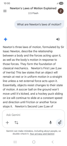 Transcription of the conversation with Gemini Live is now displayed. Transcription of the conversation with Gemini Live is now displayed.