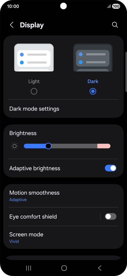 Press Dark mode settings. Press Dark mode settings.