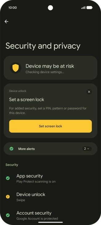 Press Device unlock. Press Device unlock.