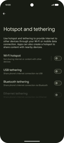 Press Wi-Fi hotspot. Press Wi-Fi hotspot.