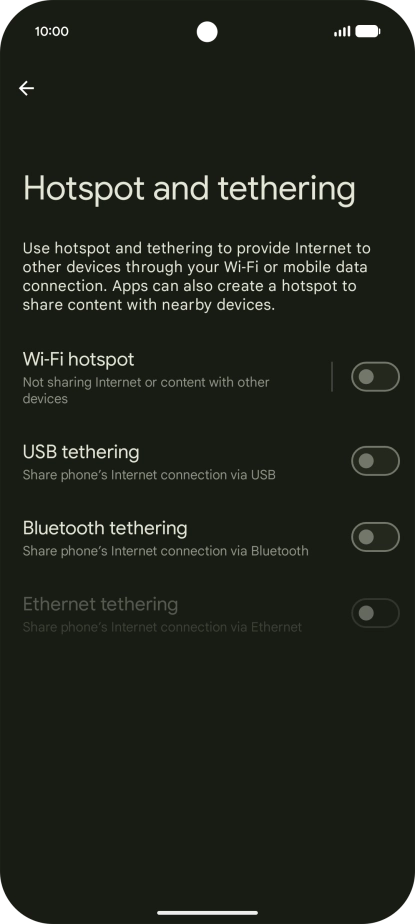 Press Wi-Fi hotspot. Press Wi-Fi hotspot.