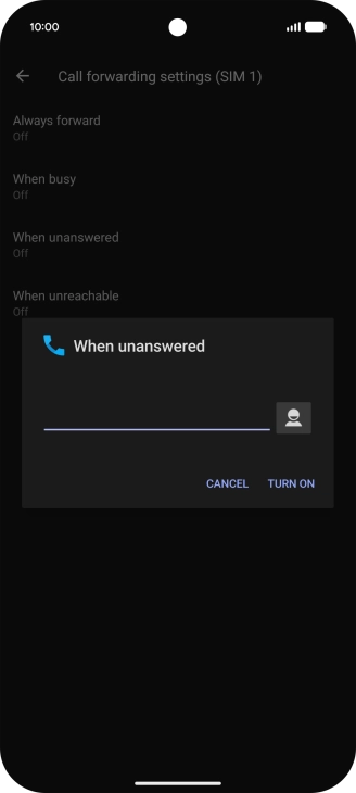 Key in +61414121121 and press TURN ON. Key in +61414121121 and press TURN ON.