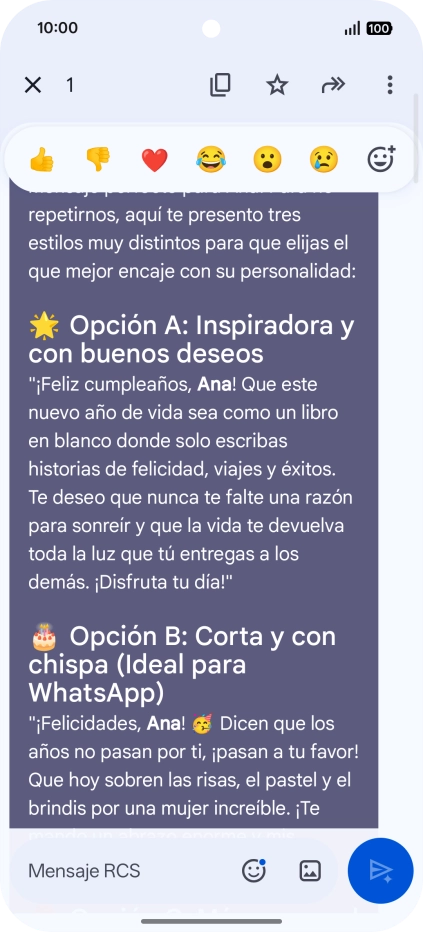 Pulsa la propuesta de texto de Gemini durante unos instantes. Sigue las indicaciones de la pantalla para utilizar el texto propuesto. Pulsa la propuesta de texto de Gemini durante unos instantes. Sigue las indicaciones de la pantalla para utilizar el texto propuesto.