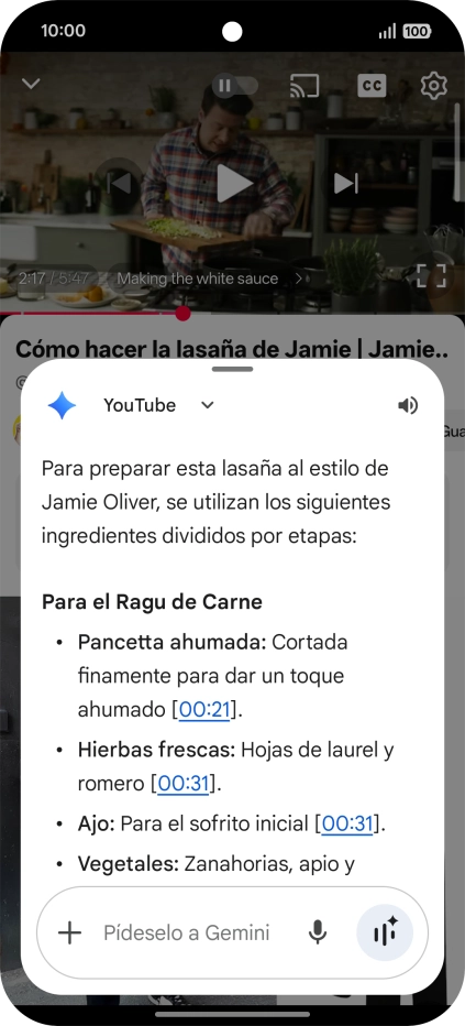 La respuesta de Gemini a tu pregunta se visualiza ahora en la pantalla. La respuesta de Gemini a tu pregunta se visualiza ahora en la pantalla.