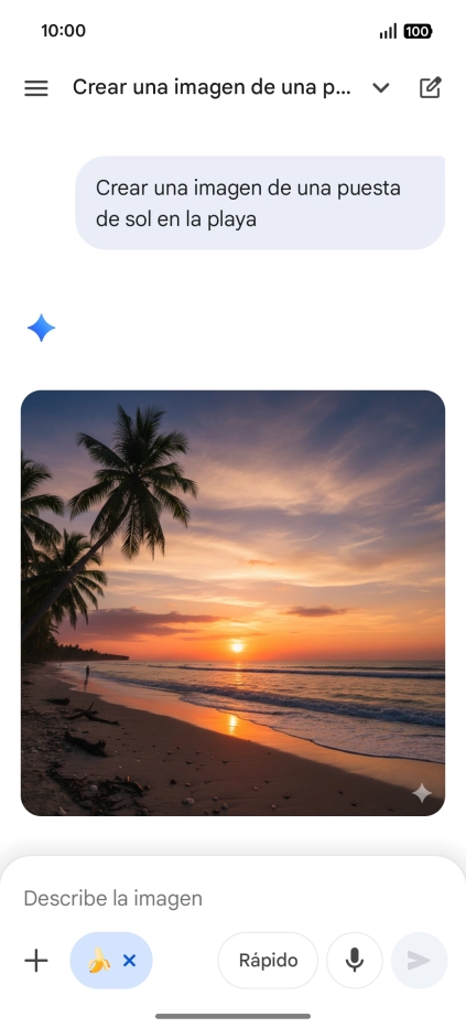 También puedes pedir a Gemini que genere una fotografía partiendo de tu descripción. También puedes pedir a Gemini que genere una fotografía partiendo de tu descripción.