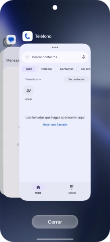 Para cerrar una sola aplicación en ejecución, desliza el dedo hacia arriba sobre la aplicación deseada. Para cerrar una sola aplicación en ejecución, desliza el dedo hacia arriba sobre la aplicación deseada.
