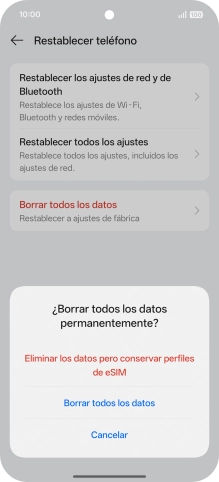 Pulsa el ajuste deseado. Pulsa el ajuste deseado.