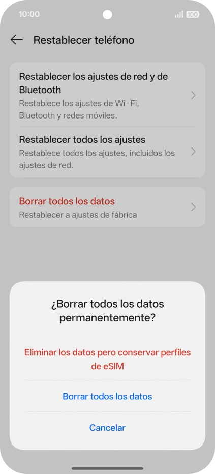 Pulsa el ajuste deseado. Pulsa el ajuste deseado.