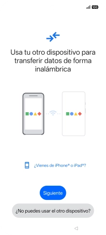 Sigue las indicaciones de la pantalla para transferir contenido desde otro teléfono. Sigue las indicaciones de la pantalla para transferir contenido desde otro teléfono.