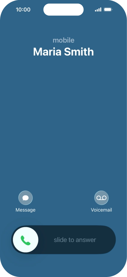 Press and drag the accept call icon right. Press and drag the accept call icon right.