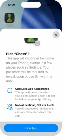 Press Hide App. Press Hide App.