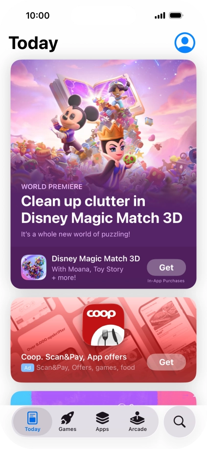Press the search icon. Press the search icon.