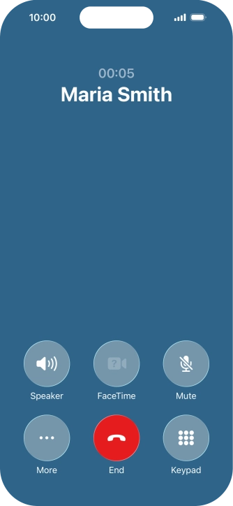 Press the end call icon to end the call and return to the home screen. Press the end call icon to end the call and return to the home screen.