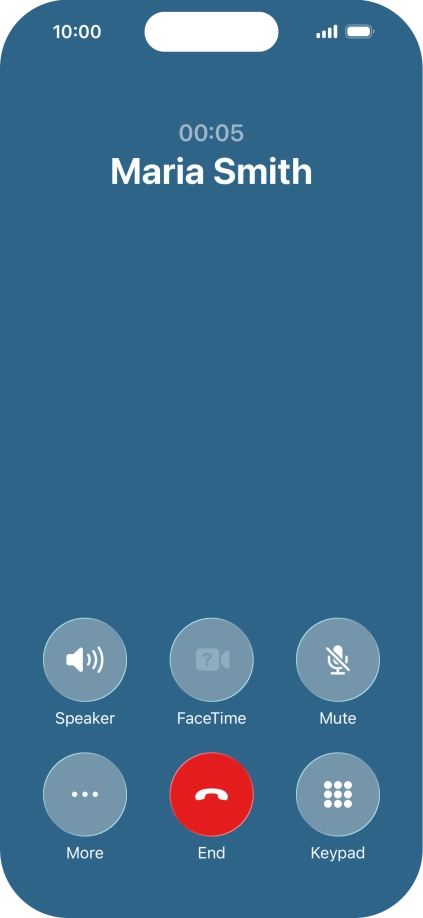 Press the end call icon to end the call and return to the home screen. Press the end call icon to end the call and return to the home screen.