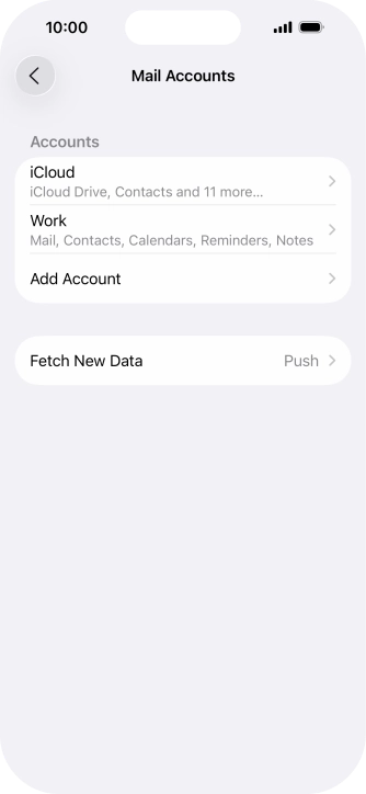 Press the name of the Exchange email account you've just set up. Press the name of the Exchange email account you've just set up.