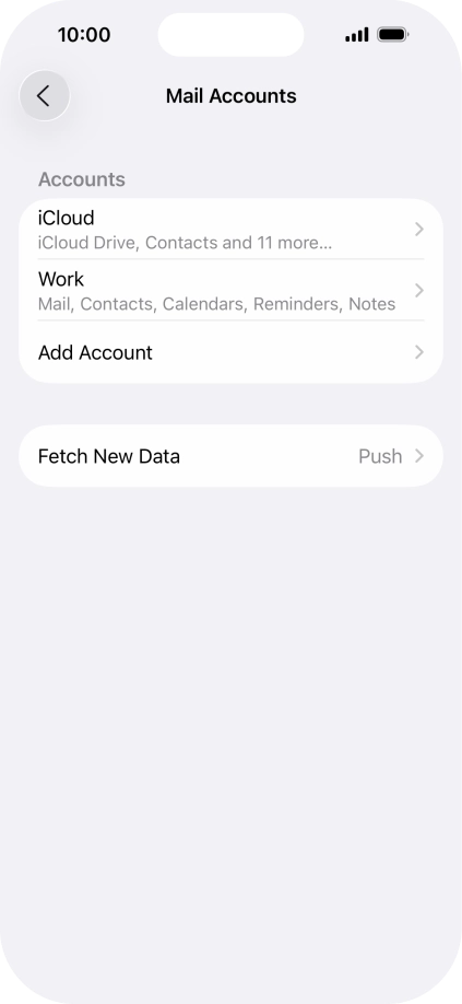 Press the name of the Exchange email account you've just set up. Press the name of the Exchange email account you've just set up.