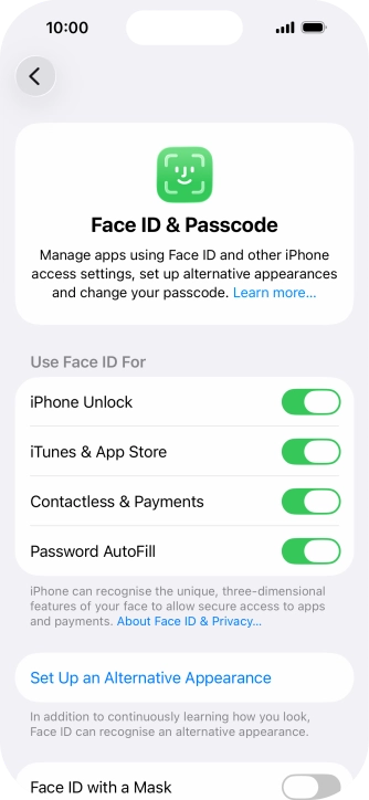 Press the indicators next to the required settings to turn them on or off. Press the indicators next to the required settings to turn them on or off.
