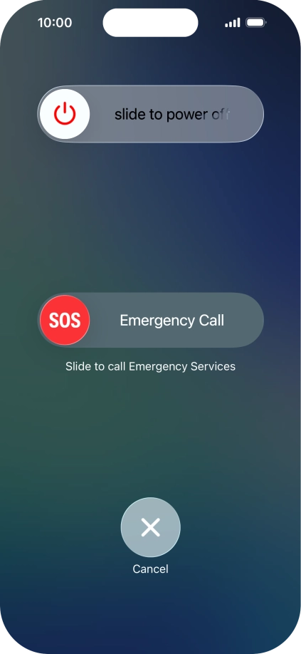 Press and drag the power off icon right. Press and drag the power off icon right.