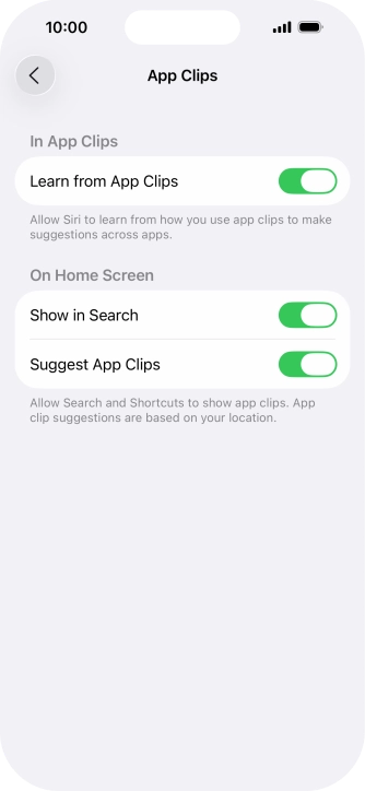 Press the indicators next to the required settings to turn them on or off. Press the indicators next to the required settings to turn them on or off.