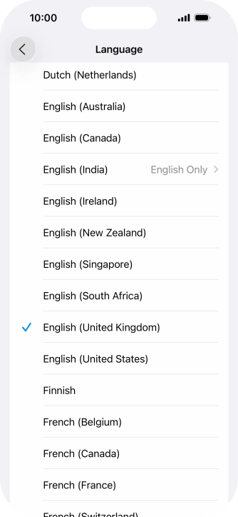 Press the required language. Press the required language.