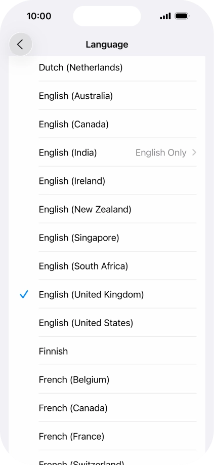 Press the required language. Press the required language.
